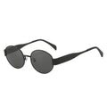 Luna Oval Sunglasses with slim black frame and tinted lenses