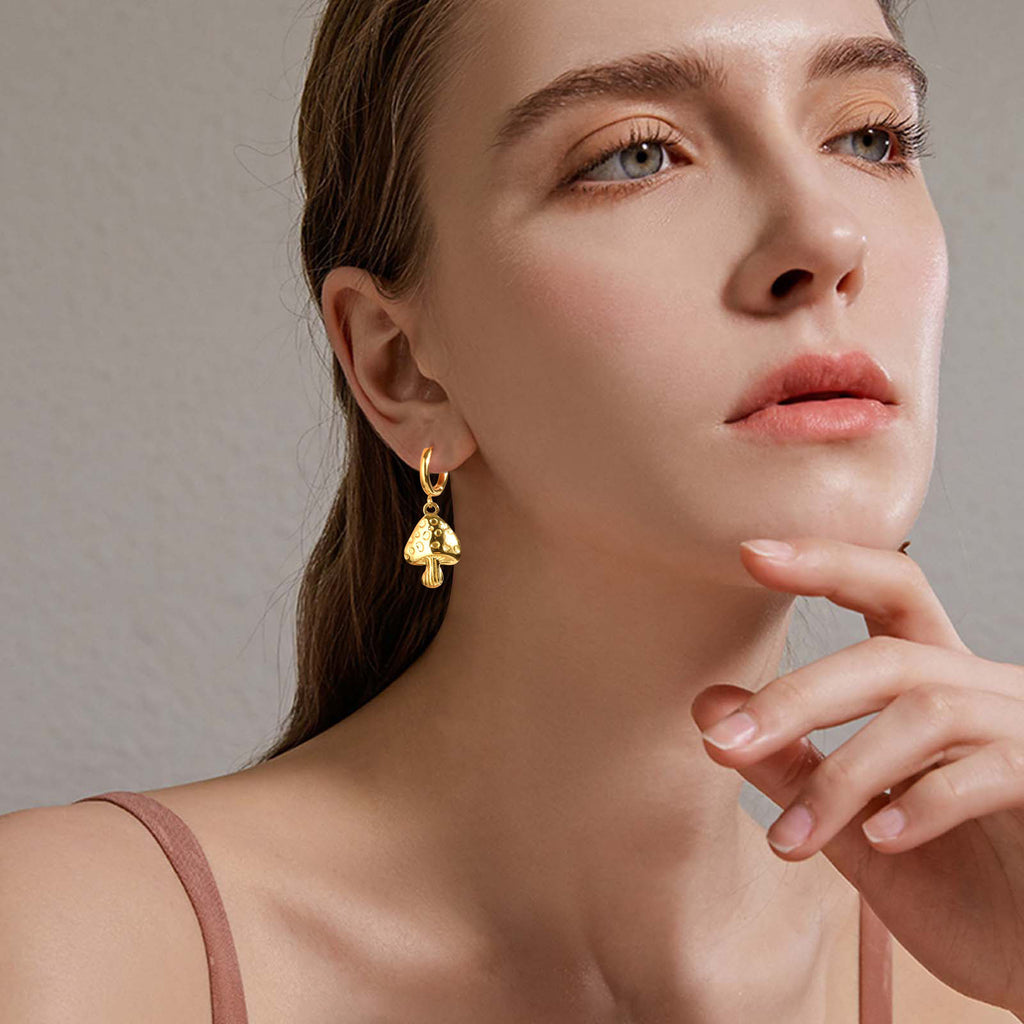 trendy gold charm hoop earrings unique design