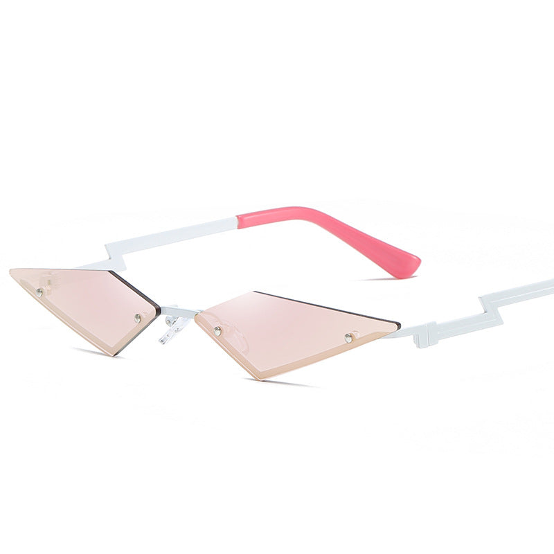 Aether Rimless Sunglasses with pink tinted lenses lightweight rimless style