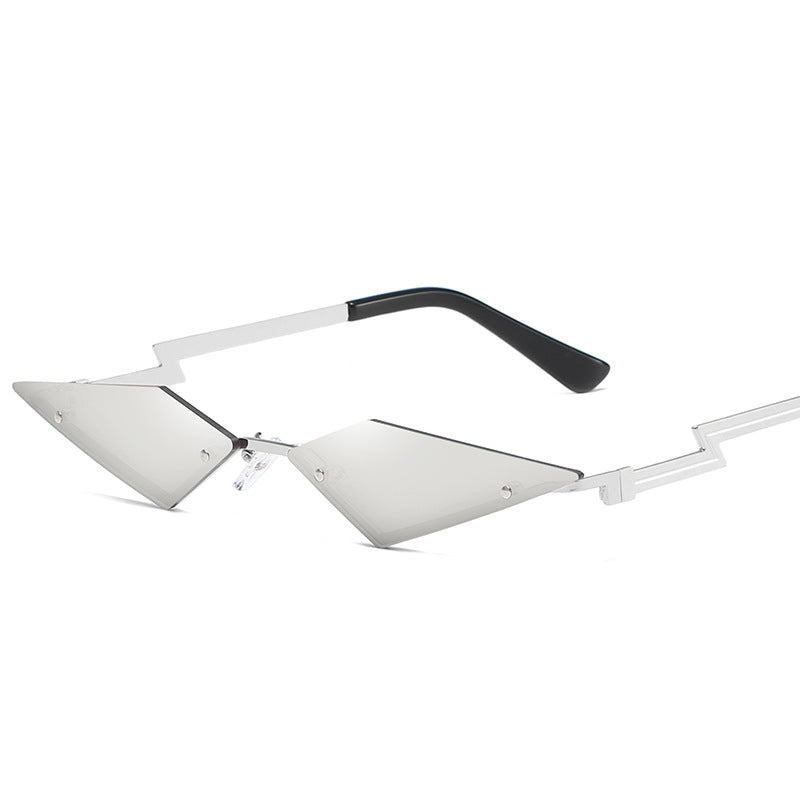 Aether Rimless Sunglasses with clear lenses and white temples frameless design