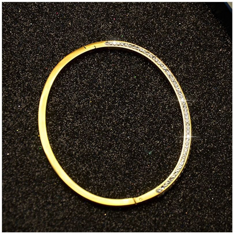 Double Row Drill Zircon Full Star Gold Titanium Steel Bracelet