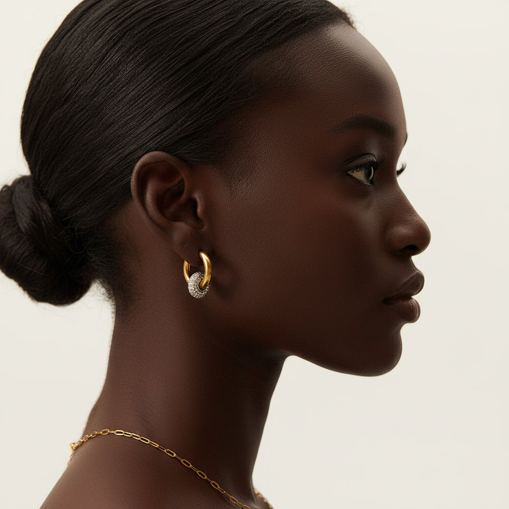 Gold zircon drop earrings lightweight and refined