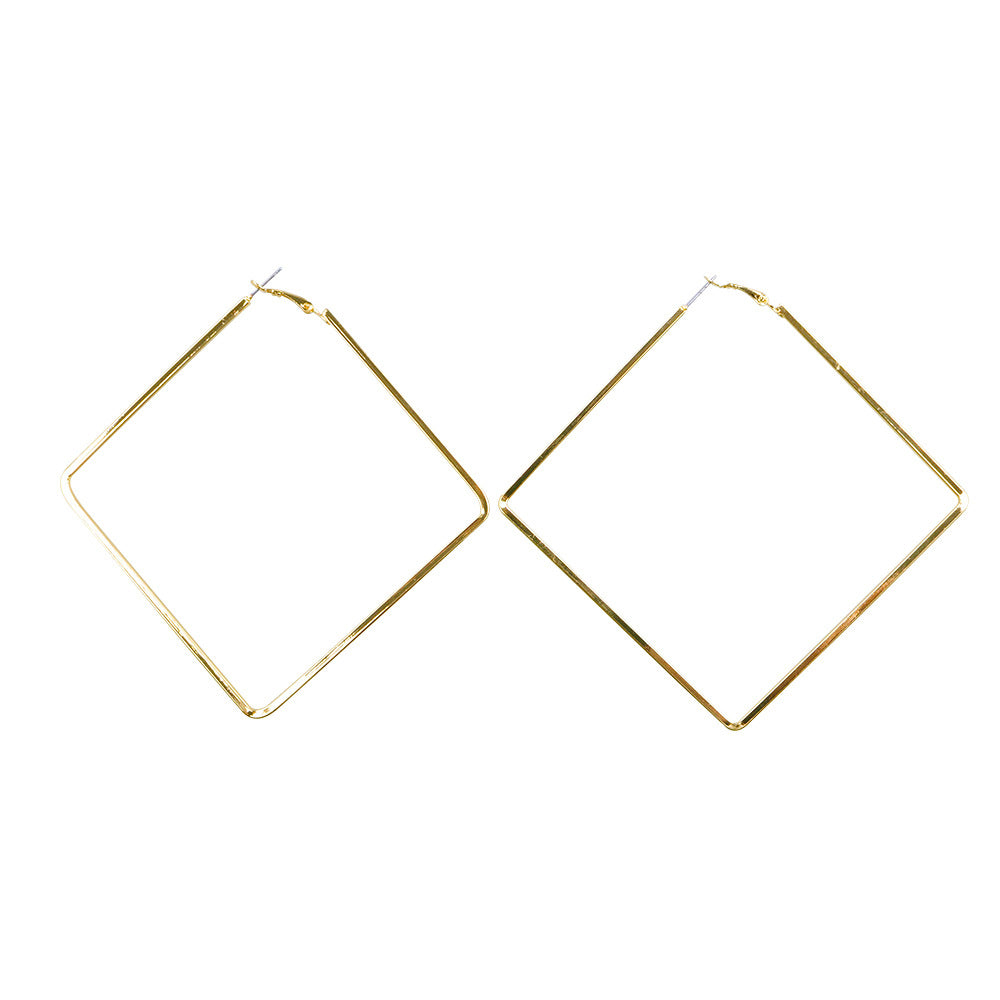 gold square hoop earrings minimalist design