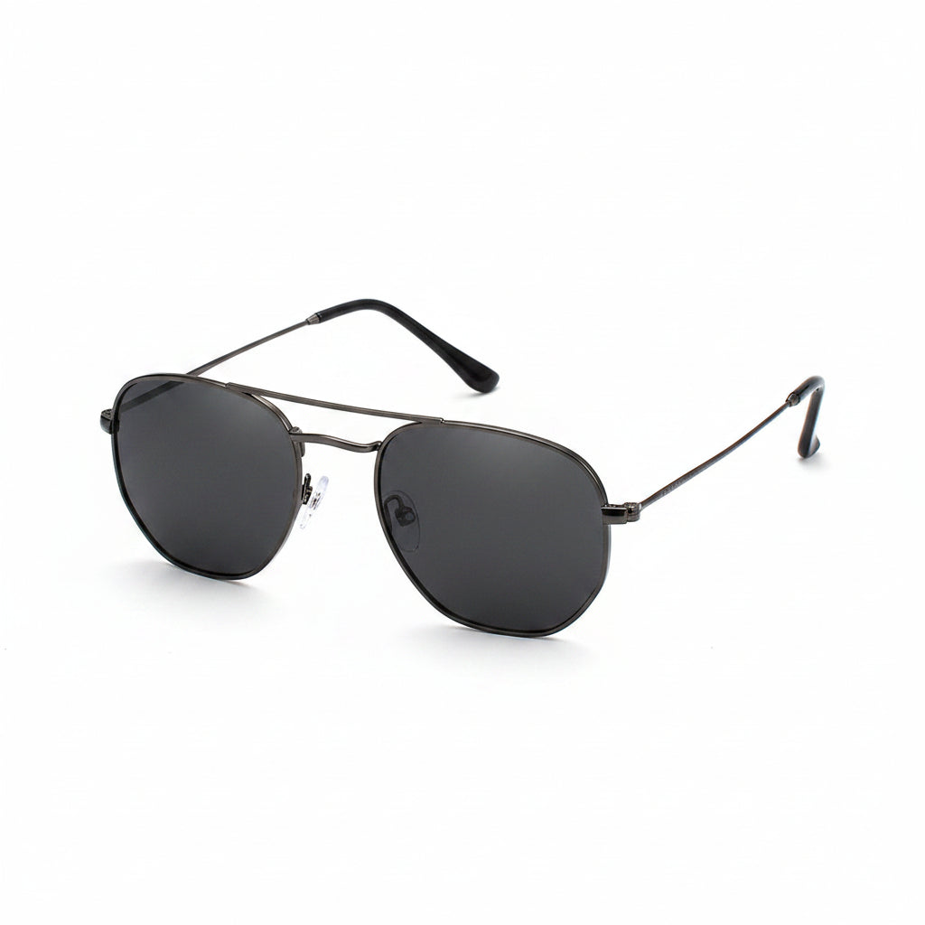 Aero Noir Sunglasses with gray frame and dark polarized lenses