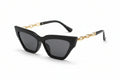 Veloura Chain Cat-Eye Sunglasses black frame with dark lenses and chain detail