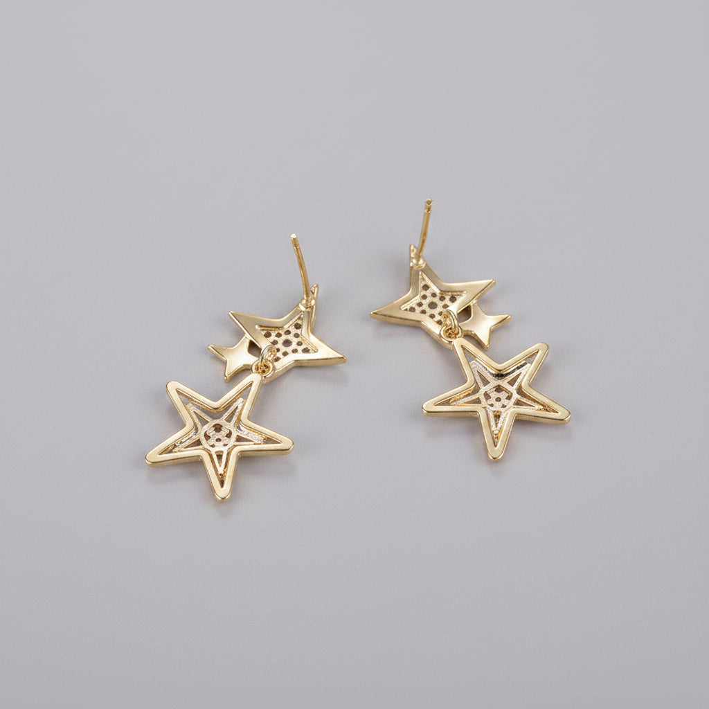 luxury celestial star earrings gold design